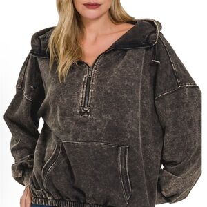 Women's ZENANA Black Washed Hoodie